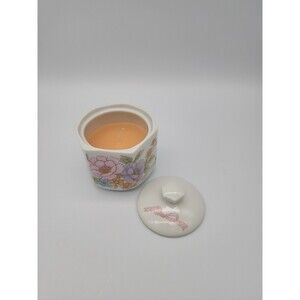 Vintage Covered Candle Japan Floral Design NEW!  Peach candle!  Gift Idea!